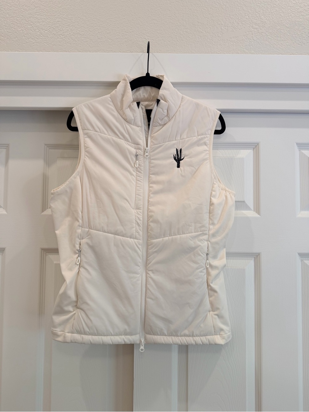 Insulated Cream Quilted Vest with High Neck